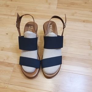 Italian Shoemaker Black Wedge Sandals